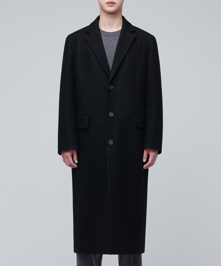 Musinsa Standard Mtr Daddy Shoulder Single Long Coat [Black]