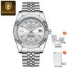 POEDAGAR Luxury Fashion Men Wristwatch Date Waterproof Luminous Man Watch Stainless Steel Business Quartz Men's Watches Gift+Box