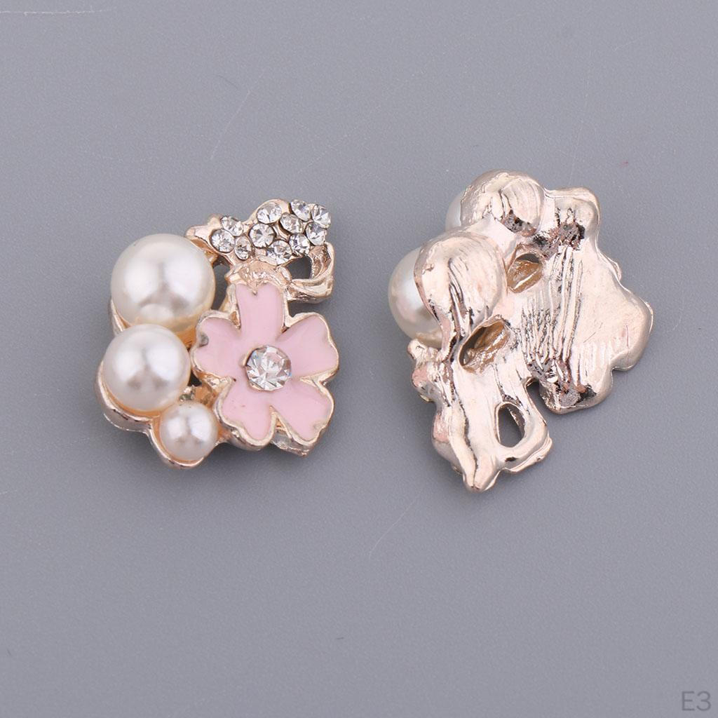 10 Assorted Pearl Rhinestone Flower Buttons for DIY Jewelry Crafts - Elegant Embellishments