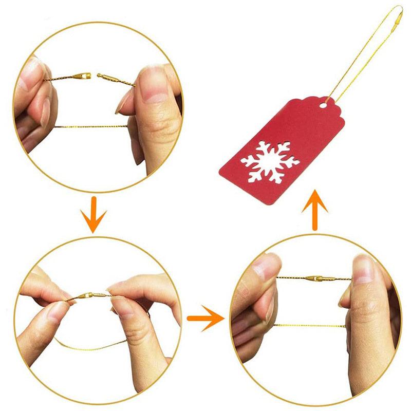 100Pcs Plastic Tag String Gold Silver Polyester Cotton Rope Christmas Tree Hang Tag Cord Fasteners Xmas Noel Navidad Natal