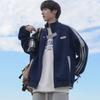 New Loose Shoulder Sleeves Men's Sweater Japanese 2025 New Retro Color Matching Stand-up Collar Boys Jacket Autumn