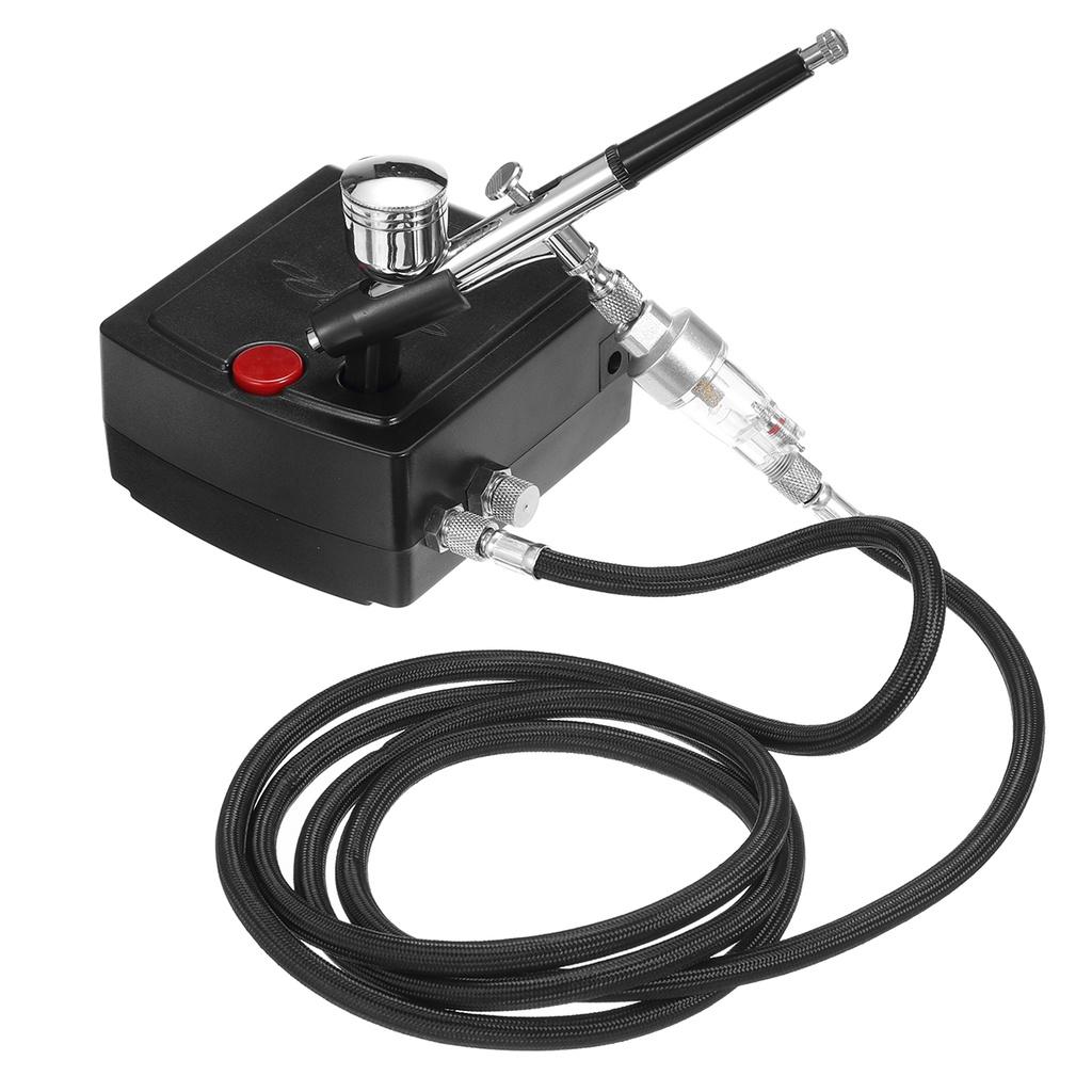 25psi 10L/min Mini Precision Dual-Action Airbrush Spray Guns And Air Compressor Suit Black / White