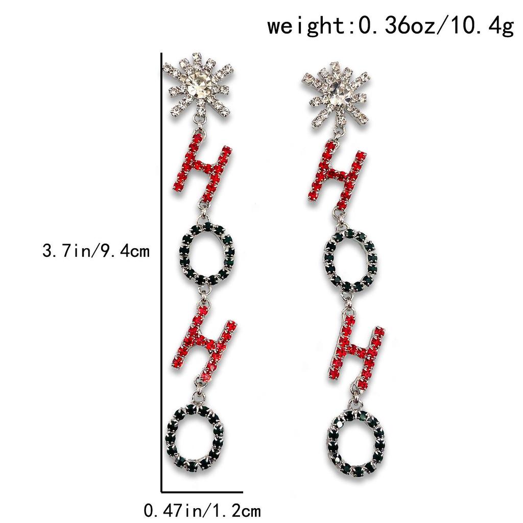 Luxury HOHO Pendant Earrings: European & American Full Diamond Design, High-End Christmas Accessories