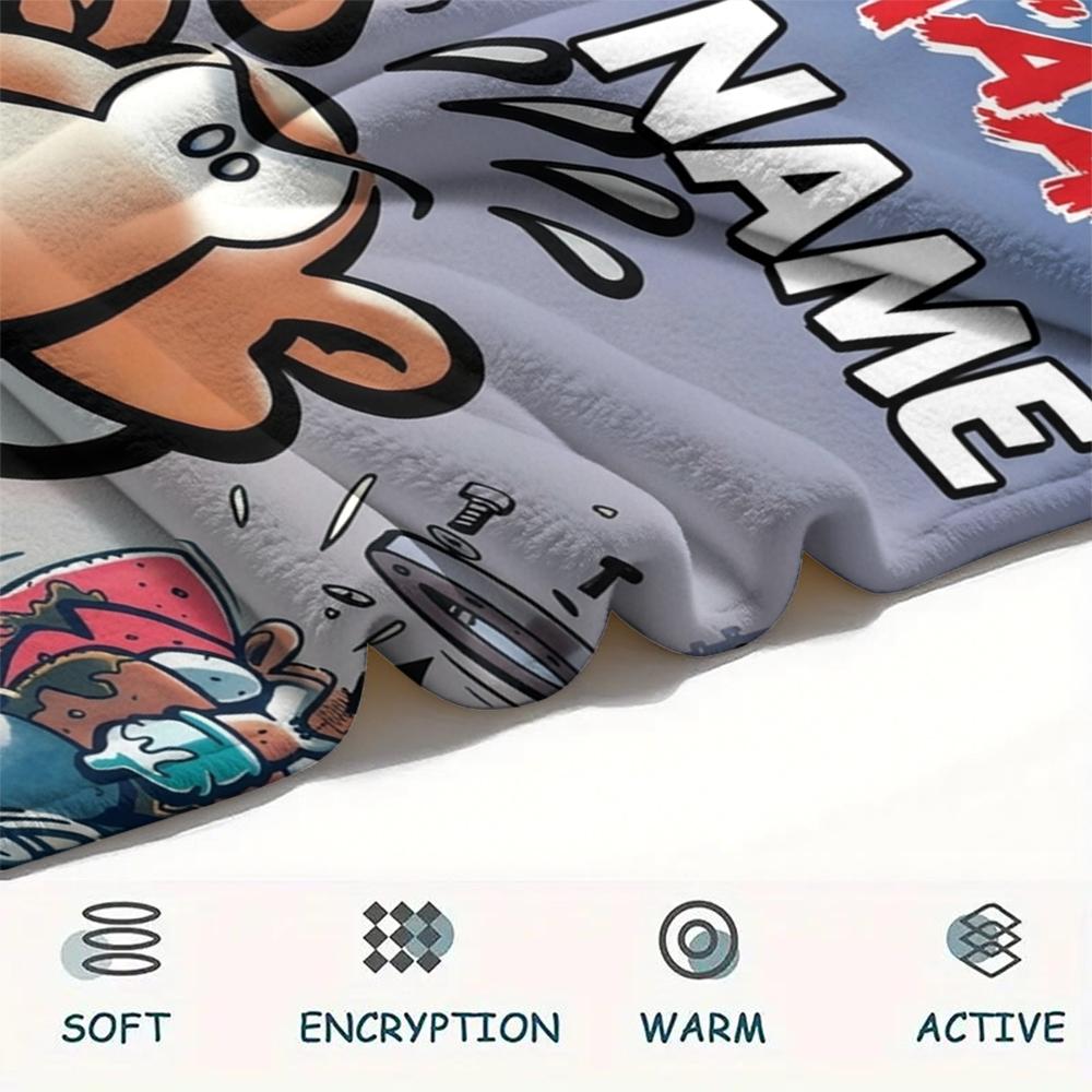 1PC Custom Name Werner Comic Patterned Flannel Blanket Suitable For All Seasons for Home Decor Warmth and Comfort Gifts Holiday Present_xia