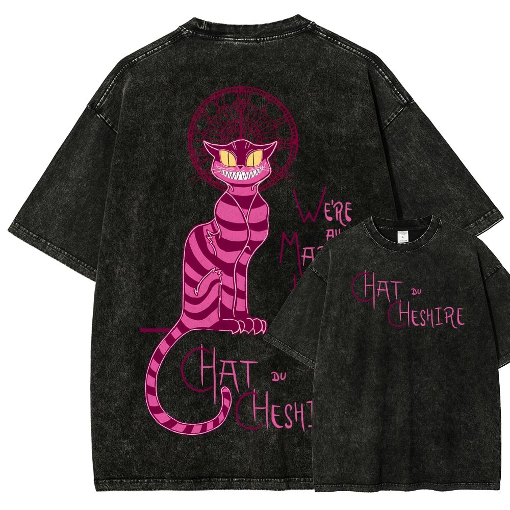 Alice Madness Returns Retro Washed Double Sided Print T‑Shirt Crew Neck Short Sleeve Street Tee for Dark Fantasy Game Lovers Men Women