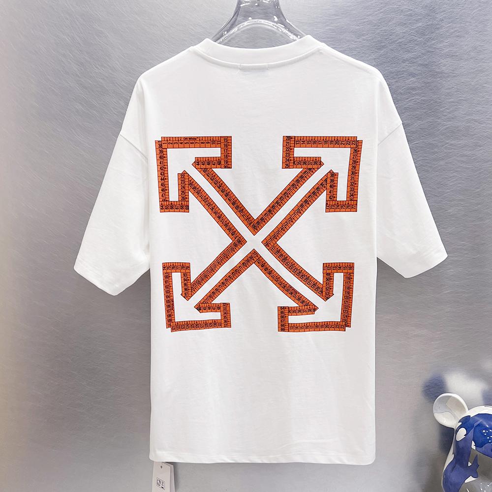 9296 Off-White Summer Men's and Women's Pure Cotton Print Oversized T-shirt Street Wear