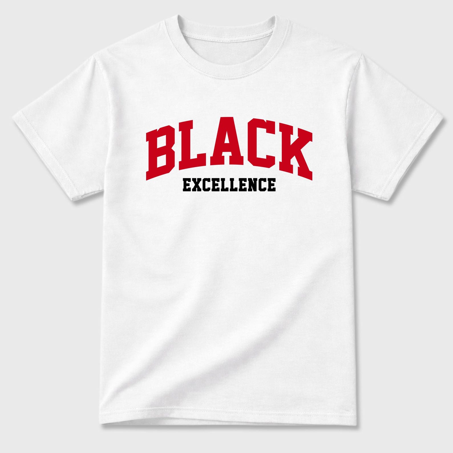 Varsity Black Excellence graphic tee. Streetwear Brand Graphic T-Shirt. AJ13 University Red 2XL