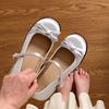 White Mary Jane Shoes Women's 2025 New Spring Versatile Bow French Shallow Mouth Single Shoes College Style Small Leather Shoes
