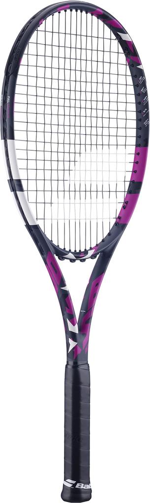 Babolat Boost Aero Pink Tennis Racquet inch strung with white Babolat Syn Guts at (4 1/8 grip) mid-range tension.