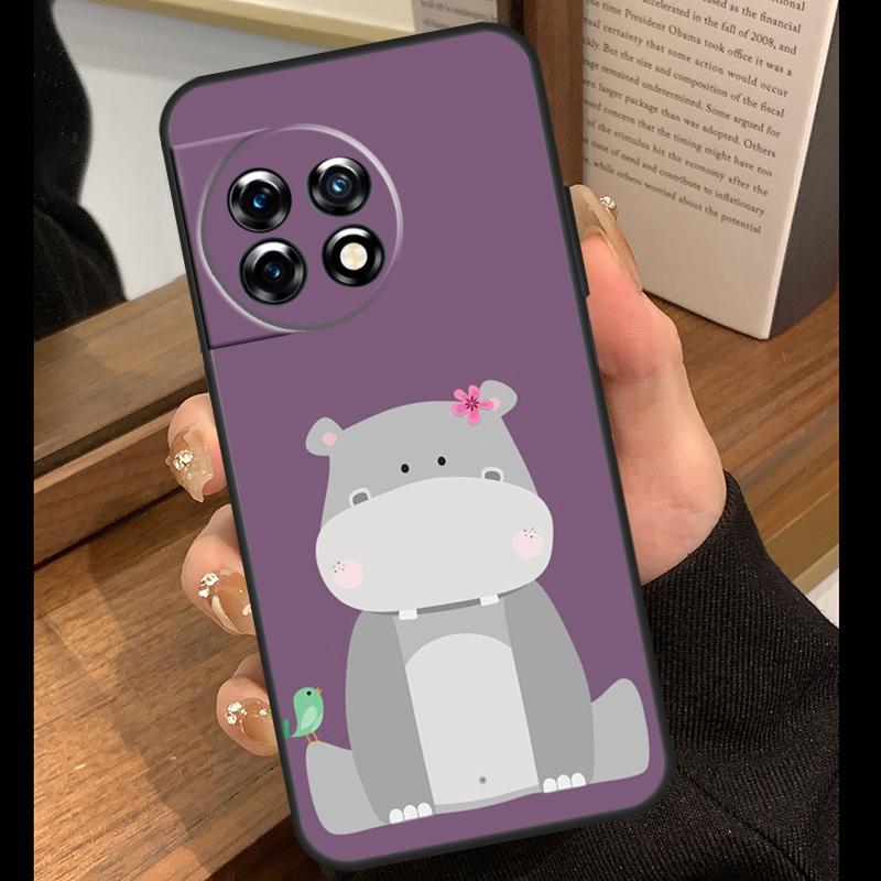 Cartoon Hippos Pattern Case For OnePlus 13T 10T 15R 10R 12R 13R 13 12 11 9 10 Pro Nord CE 5 2 3 4 Lite N20 N30 Cover