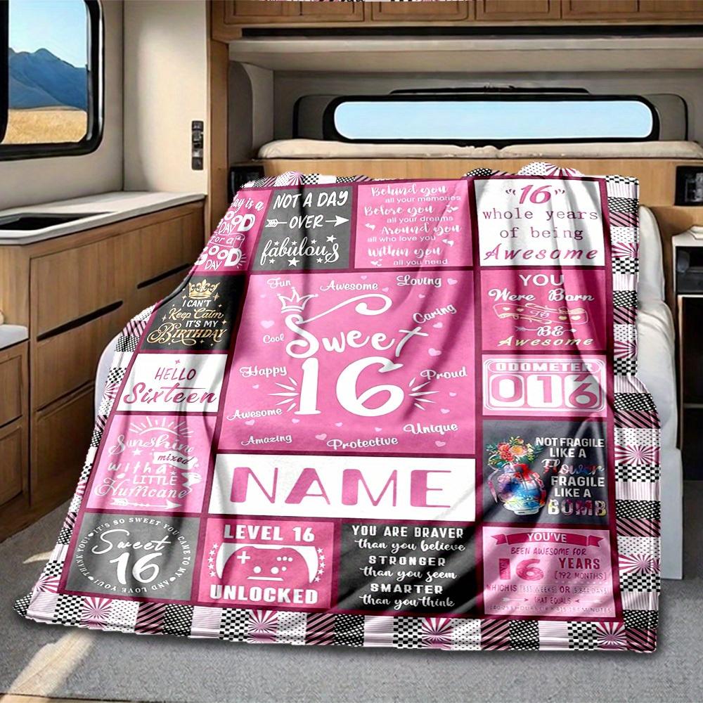 Sweet 16 Birthday Customize Your Name Rv Blanket Comfortable Soft Lightweight Multipurpose Blanket For Travel Camping Picnics Sofas Rvs Beds Living