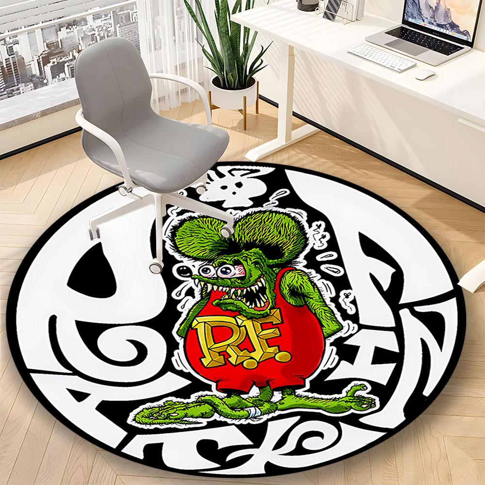 The Legend of Rat Fink Printed Round Rug – Non-Slip Round Floor Mat – Indoor Home Decor Rug