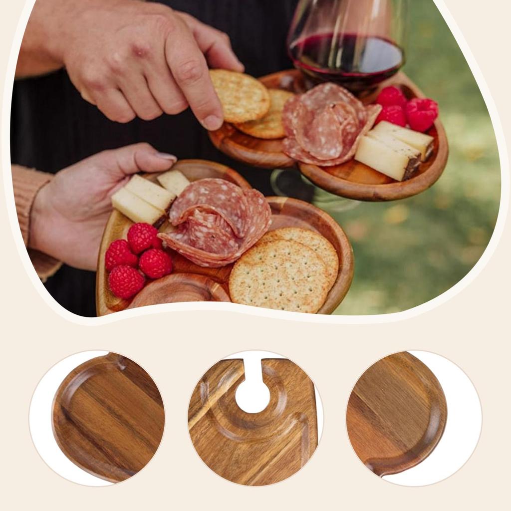 4 Pieces Appetizer Plate Handheld Snack Tray Snack Tray, Cupcake Board, with Drinks Holder for Hotel Party Catering Vegetables