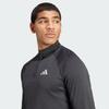 adidas Camiseta Deportiva AEROREADY Brandlove de Media Cremallera Color Sólido Casual Moda Deportiva Manga Larga Camisetas para Hombre Negro IN5577
