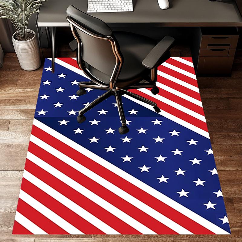 American Flag Polyester Carpet, Soft Indoor Mat for Office Chair, Living Room, Computer Desk - Decorative Home Office Rug Design
