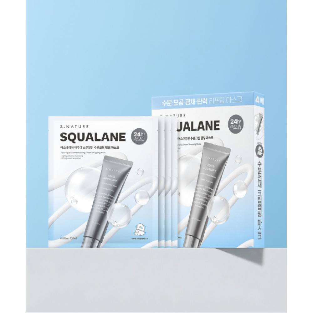 S.nature Aqua Squalane Moisture Cream Wrapping Mask 4 Sheets none