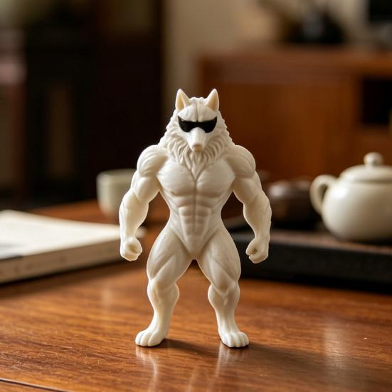 3D Printed Wolf Collectible Figurine Funny Cool Sunglasses Wolf Statue Novelty Animal Sculpture for Office Desktop Shelf Decor