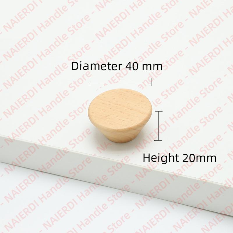 NAIERDI Solid Wood Cabinet Handles Modern Single Hole Wooden Pulls Octagon Round Knobs for Kitchen Cupboard Wardrobe Hardware