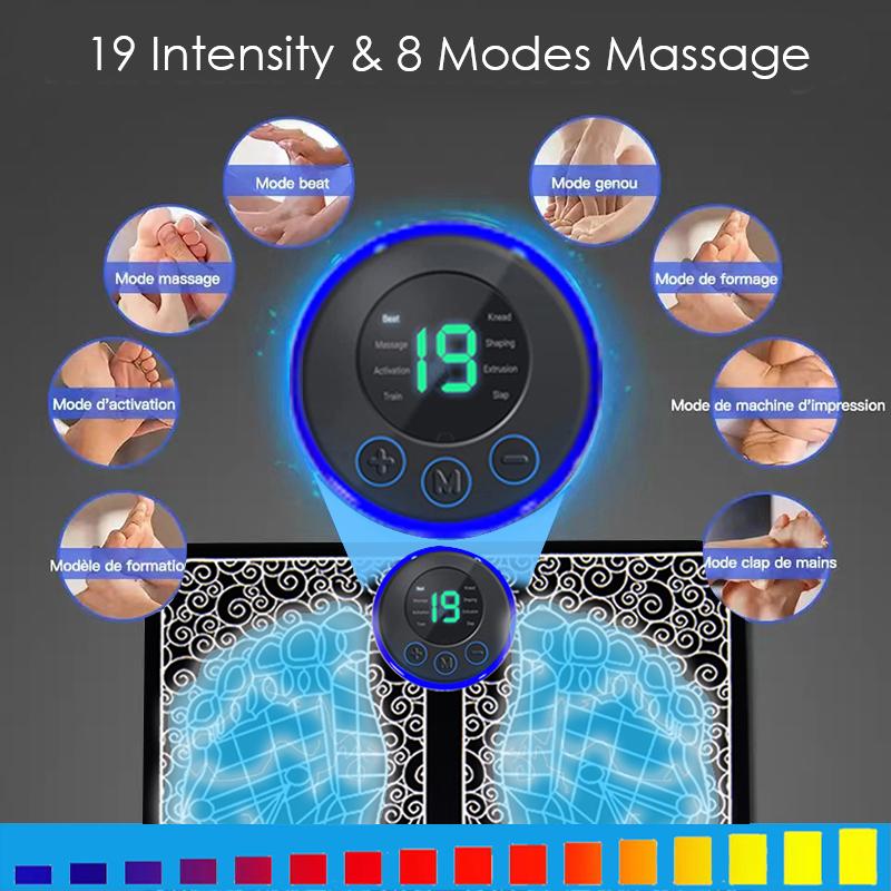 EMS Pulse Foot Massager USB Charging, 8 Modes 19 Gears for Home and Travel
