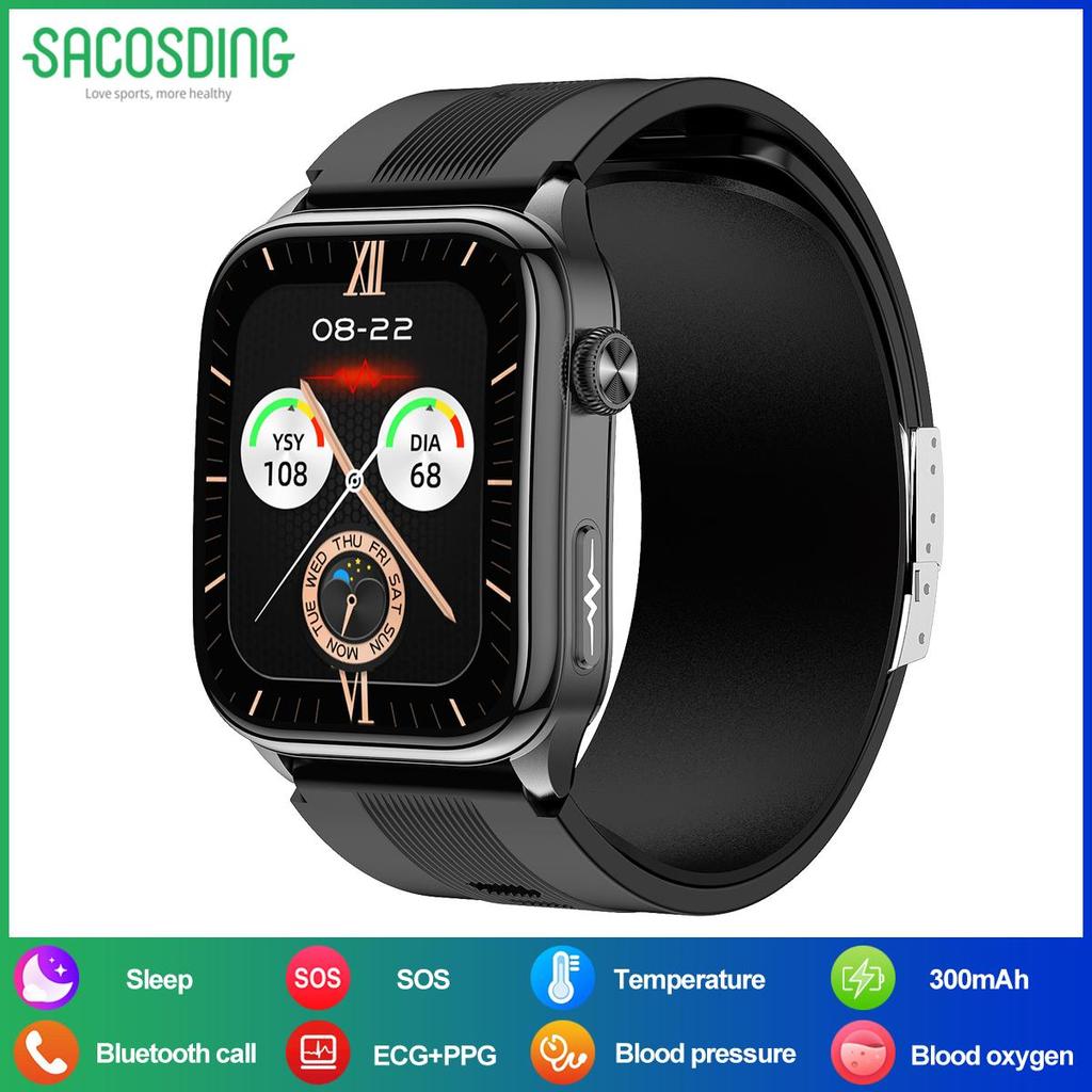 SACOSDING Monitorowanie zdrowia SmartWatch EKG + PPG Ciśnienie krwi W pełni owinięty Poduszka powietrzna Ciśnienie 2,06-calowy ekran Amoled Tętno SmartWatch