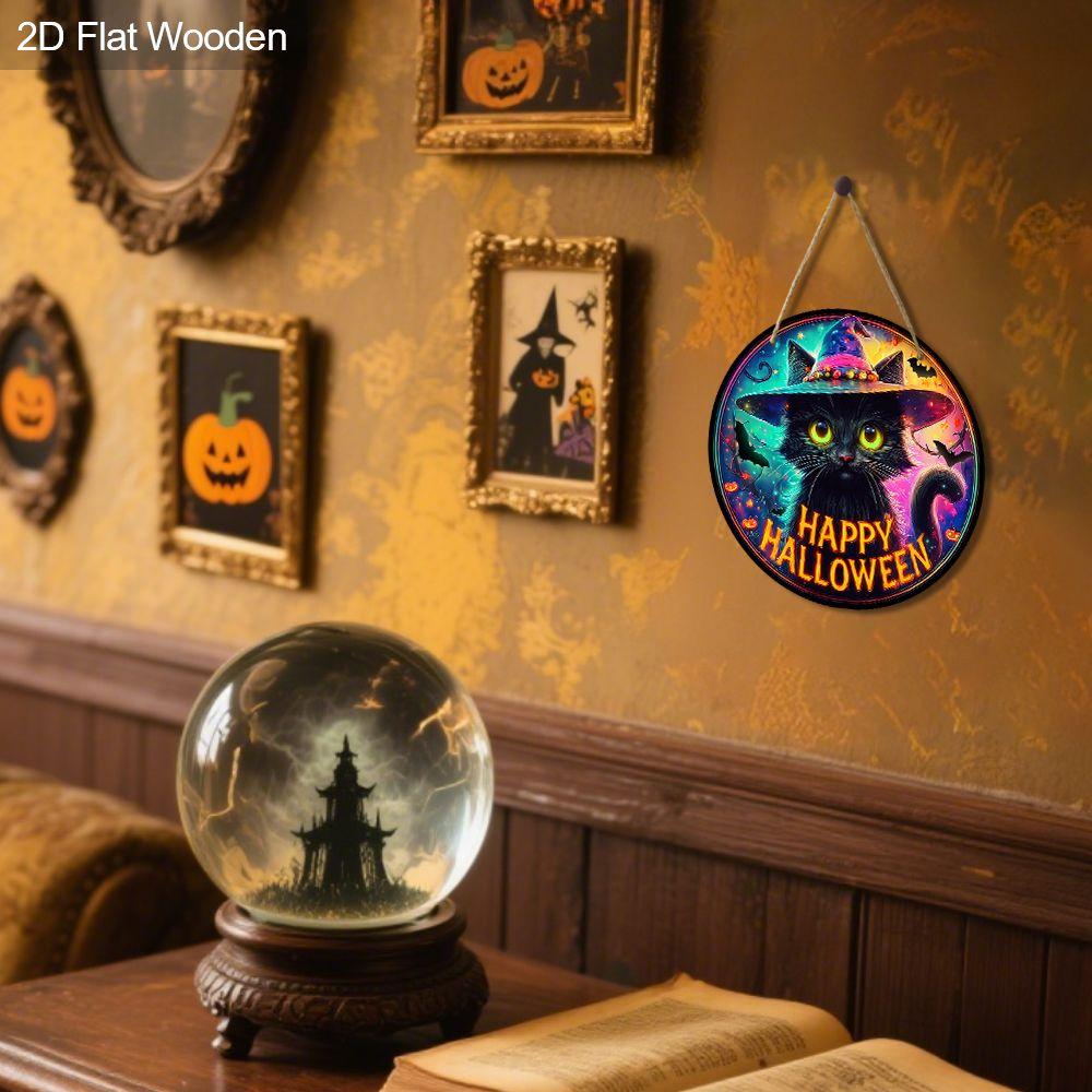 2D Flat Wooden Hanging Decorative signs,Halloween Decorations, Family Wall or Door Decorations,garden decorations,Halloween Gifts for Friends