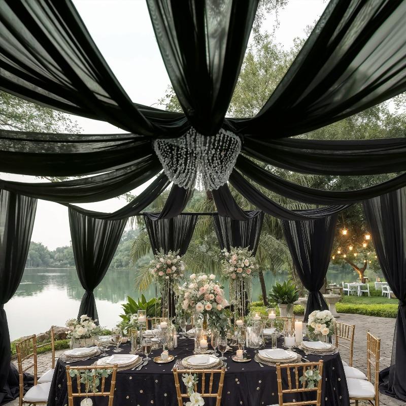 1 pezzo Tende da soffitto colorate per matrimonio Decorazione Tenda in chiffon lucido Drappeggio per cerimonia all'aperto di matrimonio Decorazione per feste