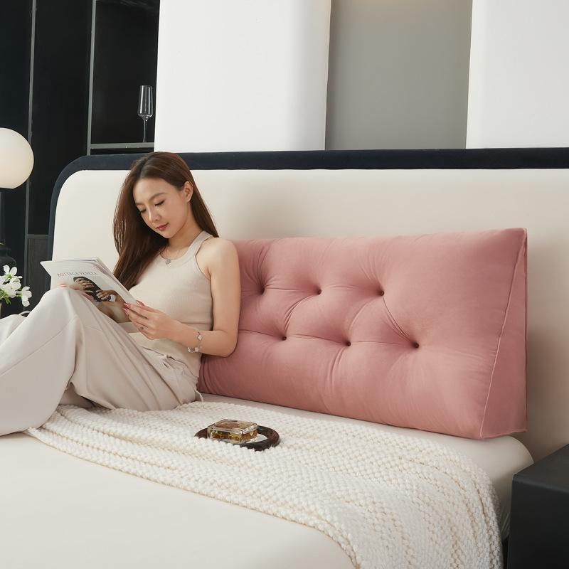 

Minimalist Double-Row Cloud Velvet Headboard Cushion,headboard Cushion Skin-Friendly Warm Ergonomic Design, Ideal for Home Use 80x50x15cm розовый