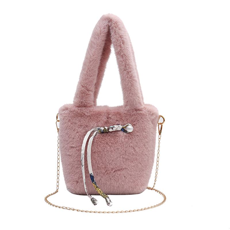 Monochromatic Feminine Velvet Crossbody Bags  Casual Chains  Young Shoulder Bags  High Quality  Basic Style