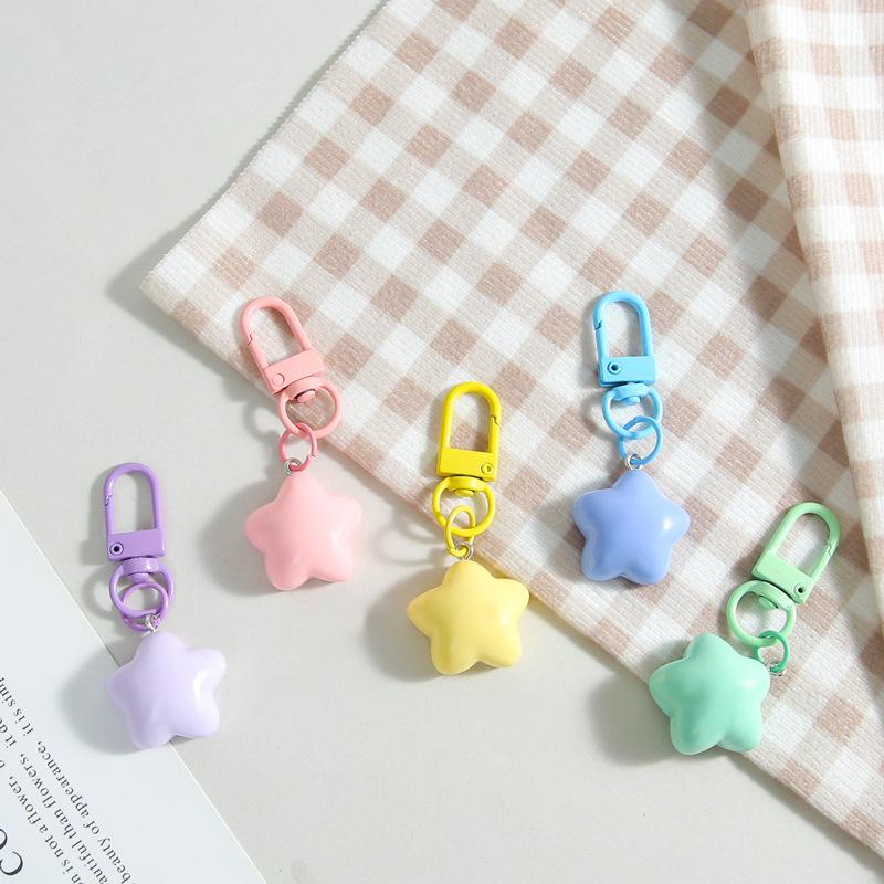 Colorful pentagram star pendant cartoon bag metal keychain jewelry pendant