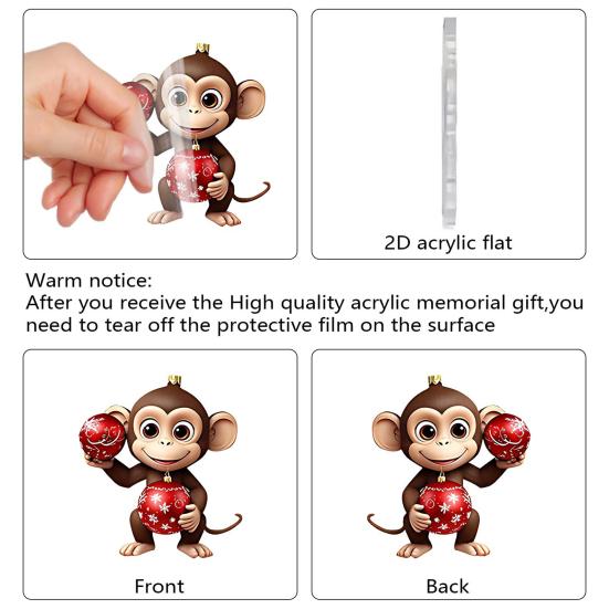 Monkey Advent Calendar 2025 2D Acrylic Monkey Hanging Ornament for Christmas Tree 24 Days Christmas Countdown Calendar for Kids Adult