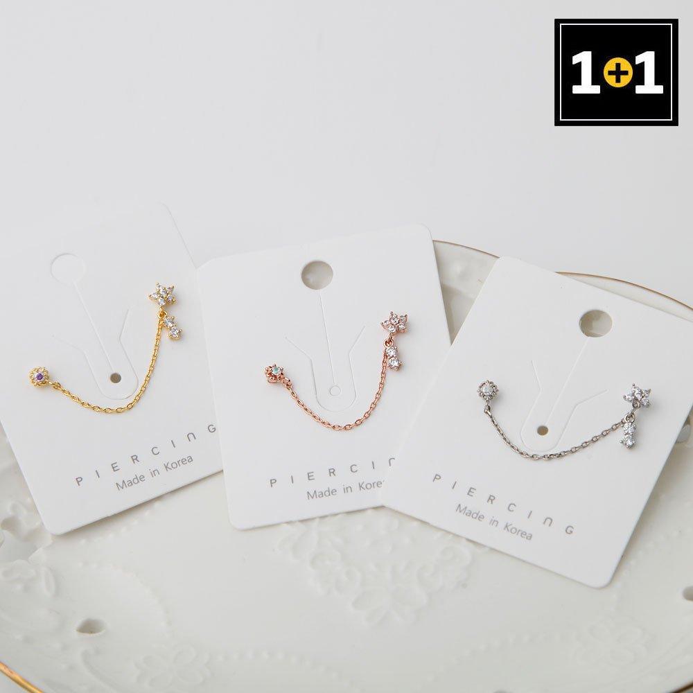 

[1+1] Fashion Piercing Surgical Flower Two-Pin 3-Piece Set (Single Side Sale) (One side) 1+1 gold
