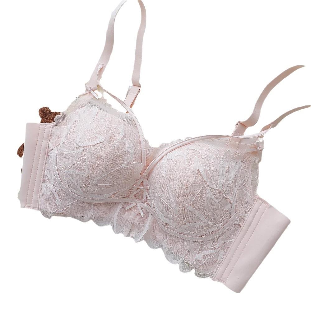 French Garden Lace Push-Up Wire-Free Bra Set for Small Busts