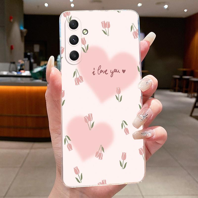 Pro Samsung A35 5G Pouzdro Estetické Květinové Průhledné Měkké Silikonové Zadní Kryt Pro Samsung Galaxy A35 A55 Pouzdro na Telefon SM-A356B SM-A556B