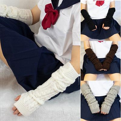 Man Imitation Sleeves Clothing Accessories Arm Warmers Knitted Mittens Long Gloves Twist Pattern