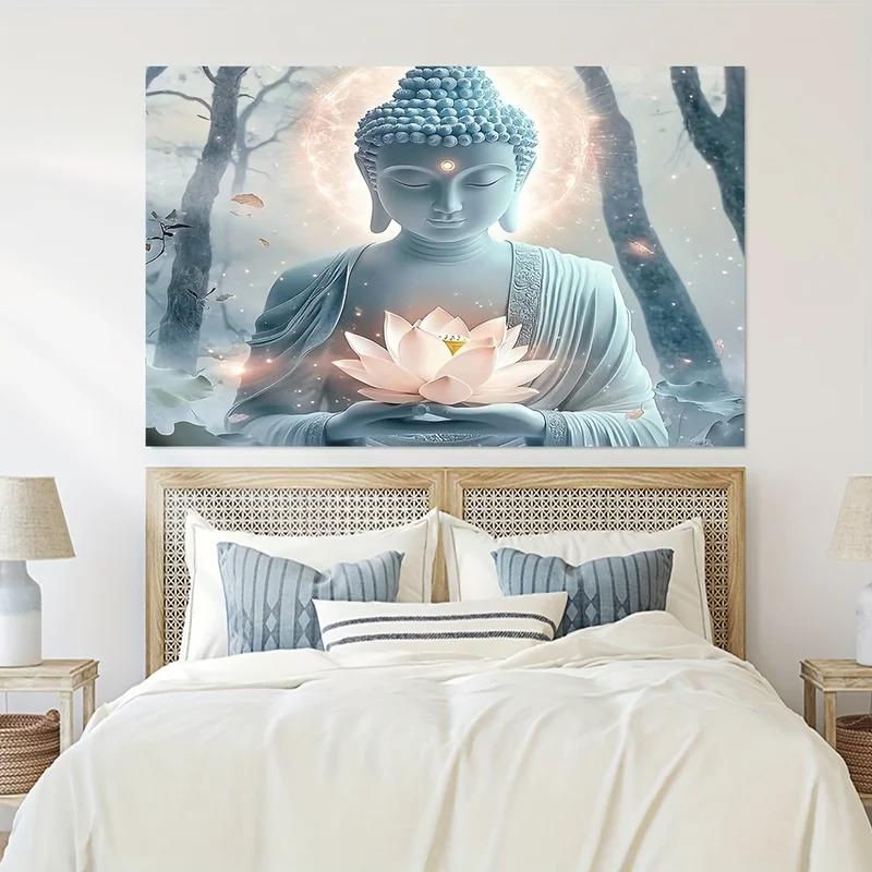 VIKAMA 2026 Guanyin White Lotus Tapestry Zen Minimalist Spiritual Wall Art Meditation Room Studio Home Bedroom Decor