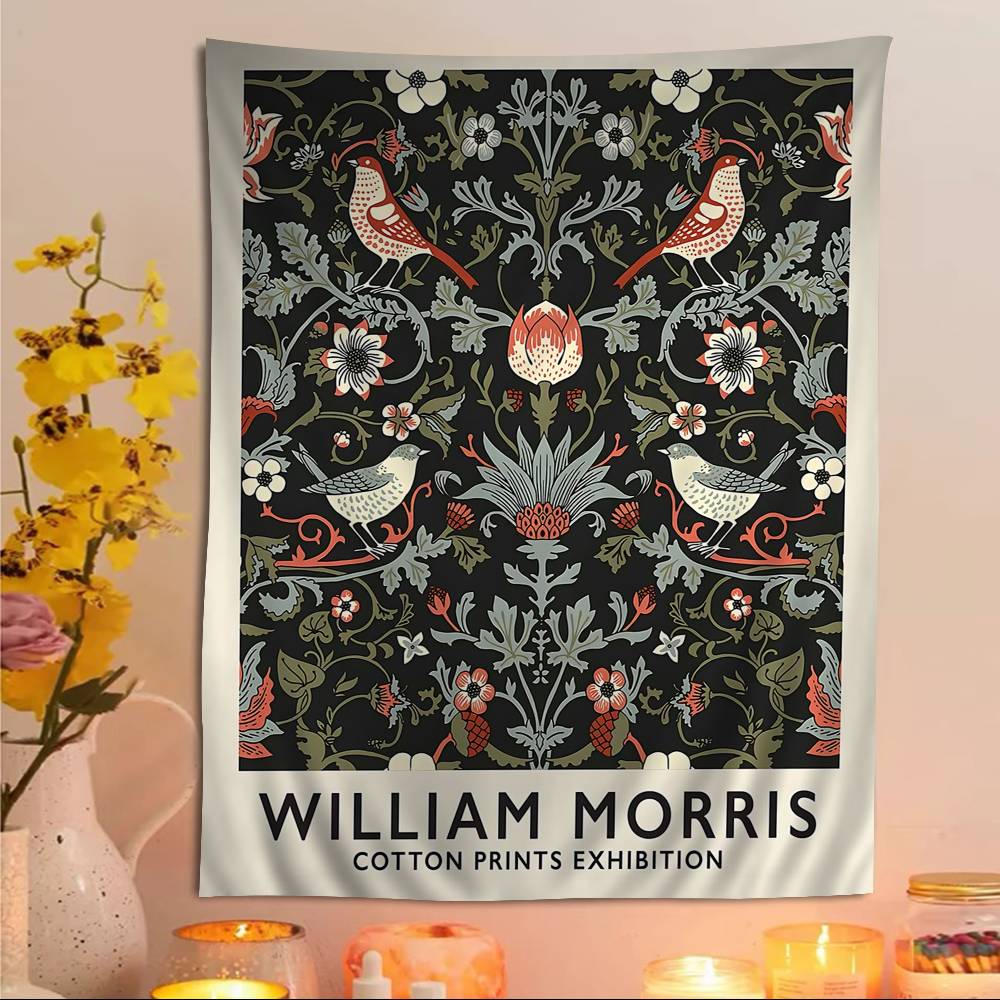 Abstract W-William M-Morris Flower Cartoon Tapestry Wall Hanging Decoration Household Home Decor