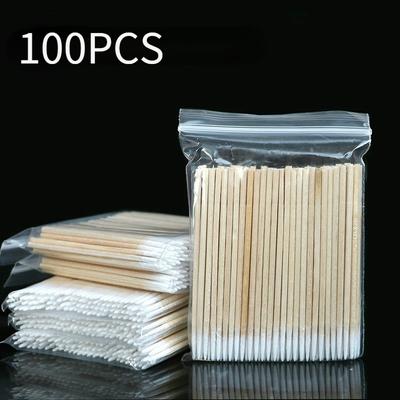 100 Stücke Nägel Holz Wattestäbchen Saubere Sticks Knospe Spitze Holz Wattekopf Maniküre Detail Corrector Nail art Werkzeug