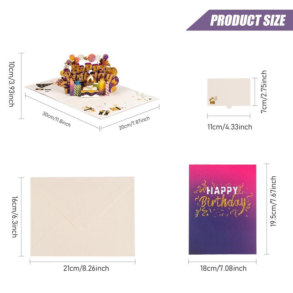New 3D Happy Birthday Card Pop Up Four-Layer Birthday Cake Gift Card Foldable Best Wishes Father's Day card Gift