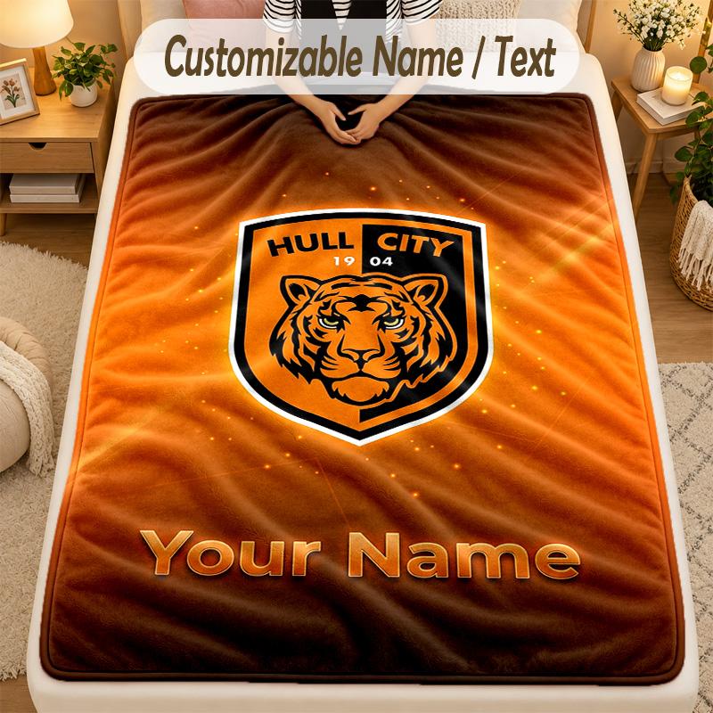 Flannel BlanketHull City Custom Name Text Personalized Soft Warm Throw Blanket Home Decor Gift