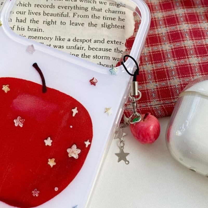 Cute Miniature Apples And Star Keychain For Girls Stylish Keyring Accessory For Backpack Or Phone Accessories
