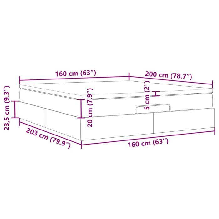 VidaXL Ottoman Bed Frame with Mattress Dark Grey 160x200 Cm Velvet 3311196