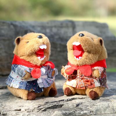 Clothed Groundhog Plush Toy Guinea Pig Bag Small Pendant Children's Soothing Doll Grab Machine Doll Doll