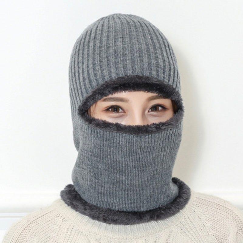 Winter, Unisex, Knitted, Pullover Hat, Masked, Warm and Plush, Thick Windproof, Cycling Ear Protection Hat, Winter Hat