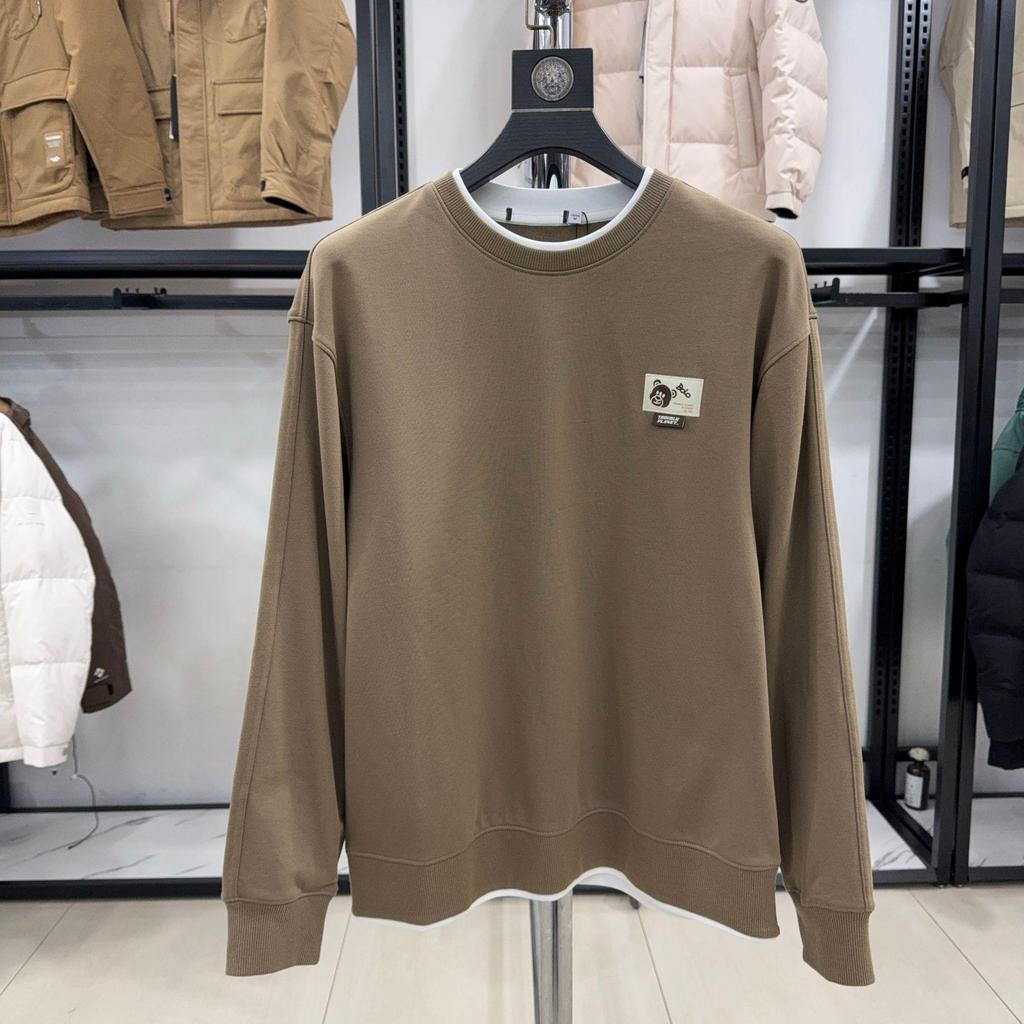 H Family 84% Cotton Autumn Round Neck Long Sleeve Hoodie for Mid-Age and Youth - Solid Color, Casual Warm Base Layer (3Y073A)