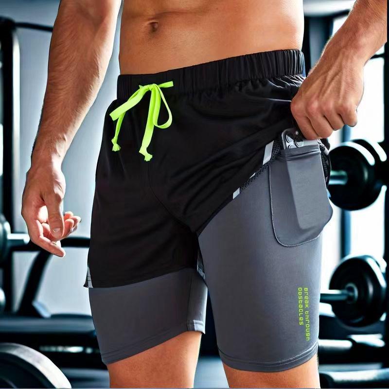 

Men s Two-in-One Quick-Dry Breathable Running Shorts Medium чорний