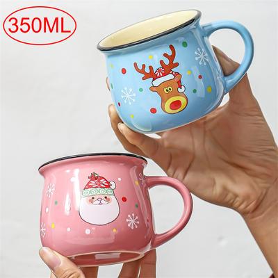 350ML Grande Presente de Natal Caneca de Cerâmica Santa Elk Mousse Xícara de Café de Cerâmica para Escritório Casa Leite Café Chá Xícaras Presente de Natal