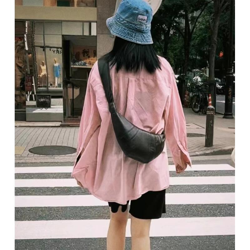 Leather Croissant Women'S Head Layer Sheepskin Niche Fanny Pack Shoulder Crossbody Breast Bag Croissant Bag Dumpling Bag