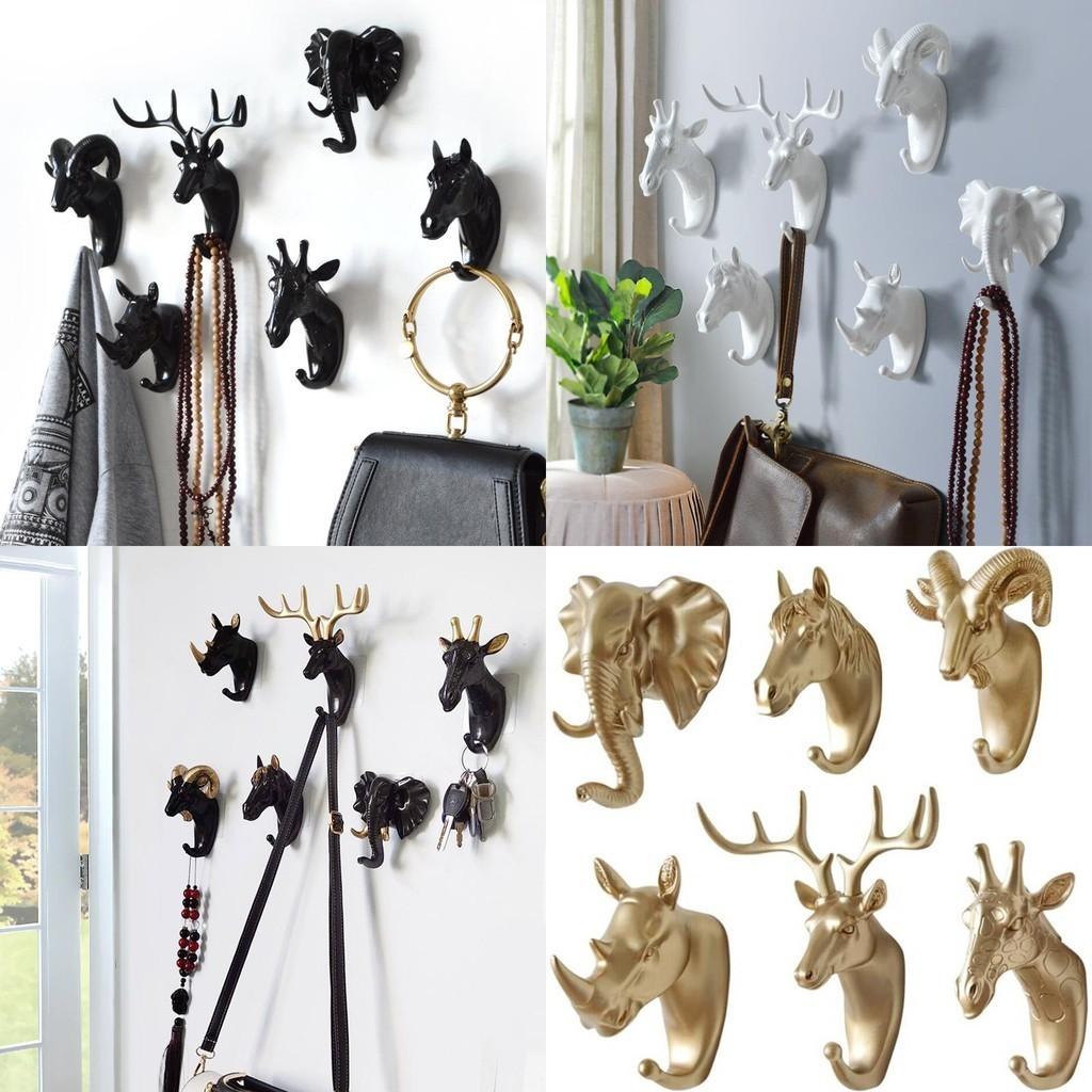 Elegant White Deer Head Wall Hook No Drill Required Strong Adhesive