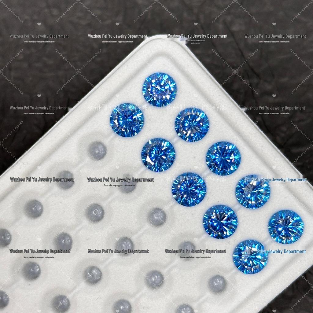 6/8mm Round Gradient Zircon Earrings: Sparkly DIY Nail Art Jewelry with Eight Hearts & Arrows Design