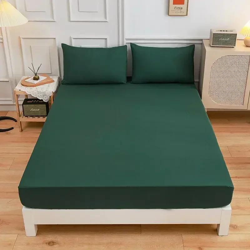 Solid Color Soft Polyester Fitted Sheet Elastic Mattress Cover Single Double Bed Set  120/150/160/180/200/220cm/Bed Fitted Sheet